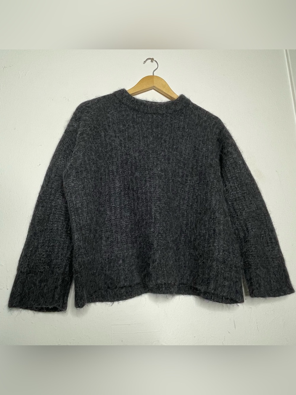 Jenni Kayne Fisherman Cocoon Alpaca Wool Sweater Size S Gray Crewneck Pullover